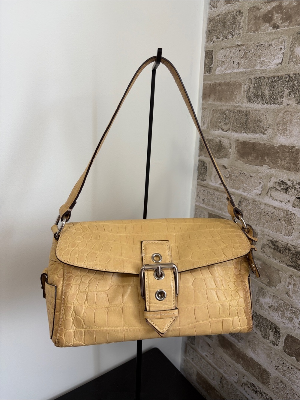 Dooney & Bourke Yellow Croc-Embossed Shoulder Bag